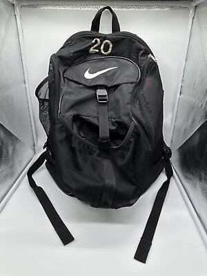 #ad Nike RN # 56323 Black Mesh Large Capacity Pockets Logo Backpack