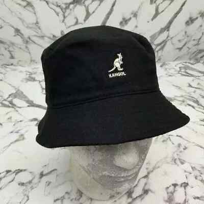 #ad Kangol Black Washed Bucket Hat