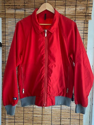 #ad Mens Vintage Large North Face Red Uniform Jacket L Gray Full Zip