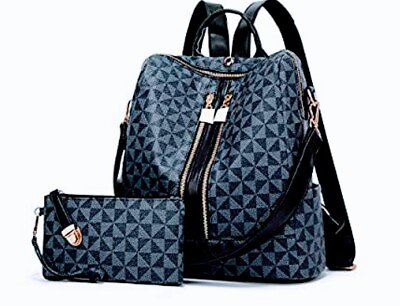Makes Backpack for Women 2pc Fashion PU Leather Bag Design handbag purse $34.00
