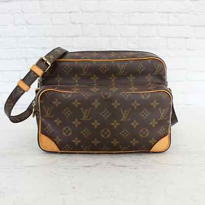 #ad Louis Vuitton Nile Crossbody Monogram Bag Zip Messenger Purse Leather Brown LV