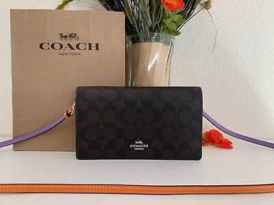 NWT Coach CL669 Anna Foldover Clutch Crossbody in Colorblock Canvas amp; Leather