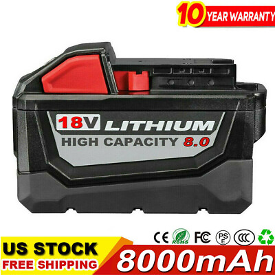 #ad NEW For Milwaukee M18 Lithium ion 8.0 AH Extended Capacity Battery 48 11 1860 US