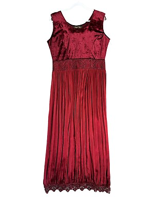 #ad Phun Shirts Womens Maxi Dress Sz Large Burgundy Velvet Scrunch Skirt Crochet USA