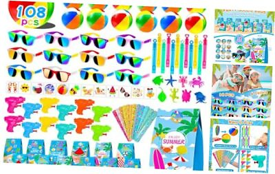 #ad 108Pcs Pool Party Favors and Beach Toys for Kids 3 8 8 12 Party Bag Stuffers