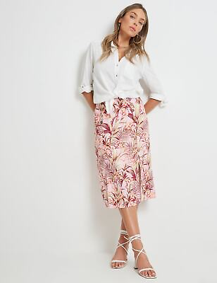 #ad ROCKMANS Womens Skirts Midi Summer Green Floral Linen Fashion
