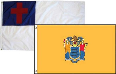 #ad 2x3 Christian Christ amp; State New Jersey 2 Pack Flag Wholesale Combo 2#x27;x3#x27;