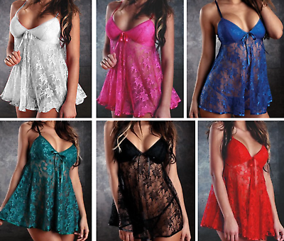 #ad Women#x27;s Sexy Lingerie Babydoll Sleepwear Underwear Lace Nightwear Dress G String
