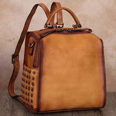 #ad Genuine Leather Backpack for Women Handmade Shoulder Bag Vintage Purse Handbag