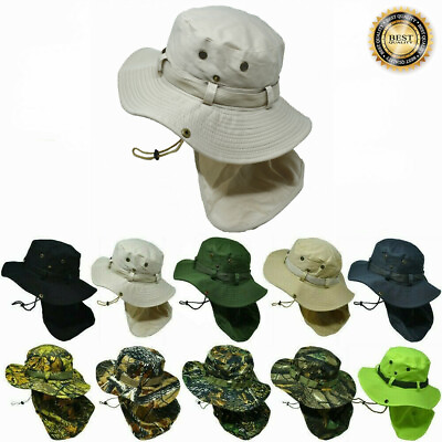 #ad Summer Bucket Boonie Hat Neck Flap Cover Sun Wide Brim Fishing Garden Hiking Cap
