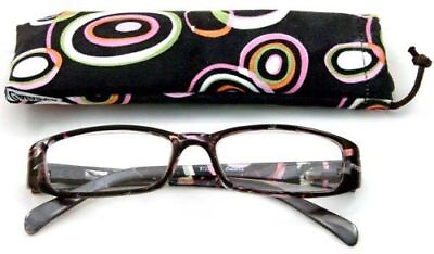 #ad Calabria 733 Reading Glasses w Circle Retro Designamp;Matching Case in Black 6.00