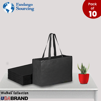 #ad 10 Black Shopping Tote Bags Eco Friendly Reusable Recyclable Gift Promo Tote Bag