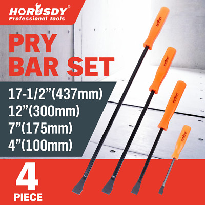 #ad 4pc Mechanics Pry Bar Set Neon Handle Heavy Duty 4quot; 7quot; 12quot; 17 1 2quot; New Tools
