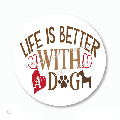 #ad 30 LIFE IS BETTER WITH A DOG SCRAPBOOK STICKERS DOG ENVELOPE SEALS 1.5quot; ROUND