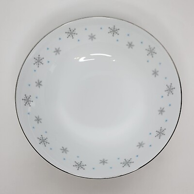 #ad Vintage Fine China of Japan Fantasy Gray Snowflake Blue Star 10quot; Serving Bowl