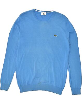 #ad LACOSTE Mens Crew Neck Jumper Sweater Size 4 Medium Blue Cotton NM01