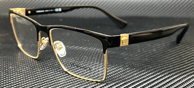 #ad VERSACE VE1285 1443 Black Gold Men#x27;s 58 mm Eyeglasses