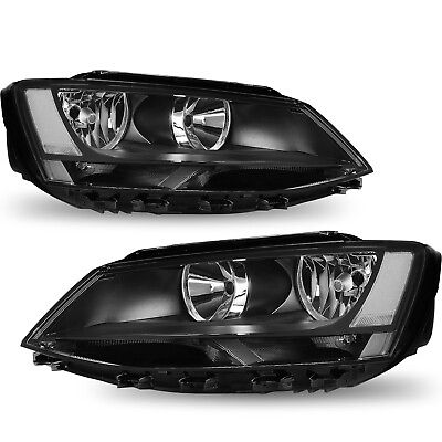 #ad Black Factory Halogen Headlights LeftRight For 2011 2018 Volkswagen Jetta