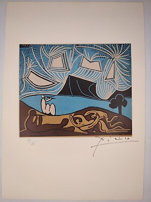 #ad Pablo Picasso COA Vintage Signed Art Print on Paper Limited Edition Signed