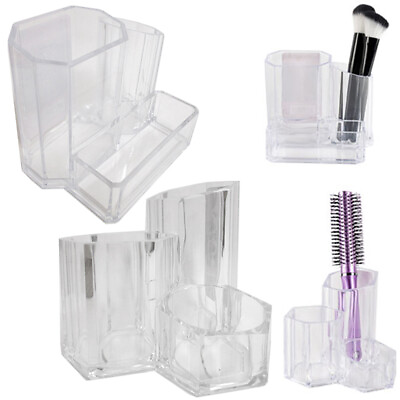 #ad 2 Clear Cosmetic Organizer Case Storage Jewelry Makeup Holder Box Vanity Make Up