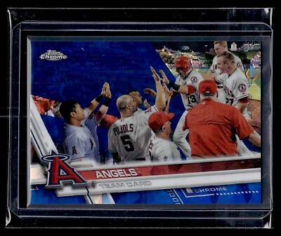 #ad 2017 Topps Chrome Sapphire #189 Angels Team Card Refractor Mike Trout Pujols