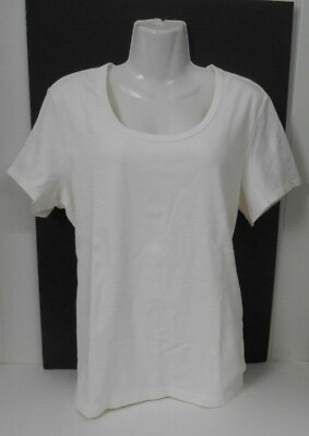 #ad New Just My Size JMS Sz 2X 100% Cotton White Short Sleeve V Neck Shirt Top