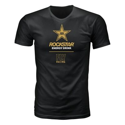 #ad Fly Racing Fly Rockstar Mens Black Gold T Shirt Small