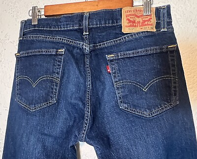 #ad Levis 505 Jeans Mens 32x32 Blue Denim Blank Red Tab Regular Straight Fit Pockets