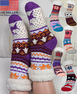 #ad Winter Socks Xmas Cozy Warm Women Anti Slip Comfy Soft New Girl Men One Size Lot