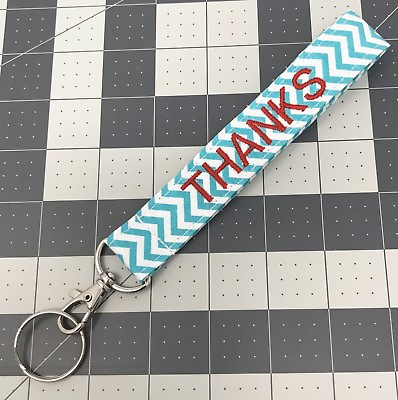 #ad Personalized Monogrammed Fabric Wristlet Key Fob with swivel clasp