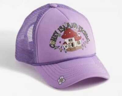 #ad Coney Island Picnic Purple Mushroom House Snapback Trucker Hat NWOT $35