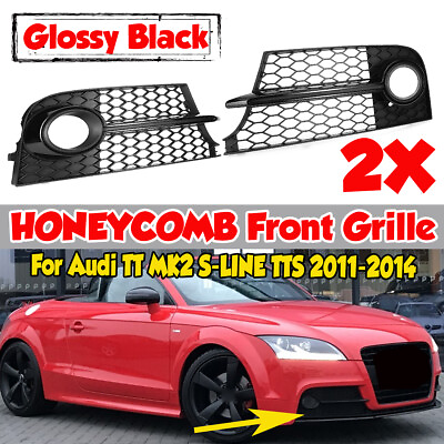 #ad Pair Car Front Bumper Fog Light Grill Honeycomb Style Fit AUDI TTS MK2 2011 2014