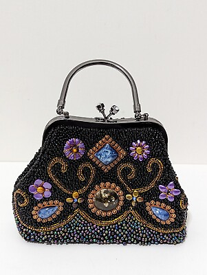 #ad Viola Women#x27;s Black Evening Wallet Clutch Purse Party Rhinestone Sequins Beads