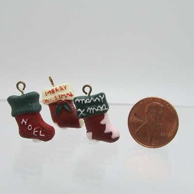 #ad Dollhouse Miniature Christmas Tree Ornament Stockings 3 Pcs CARM1453H