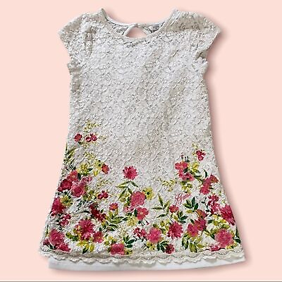 #ad Guess Kids girls cotton lace flower floral dress youth size 14