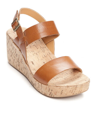 #ad KORKS Tome Platform Wedge Leather Sandal Light Brown Size Women 10