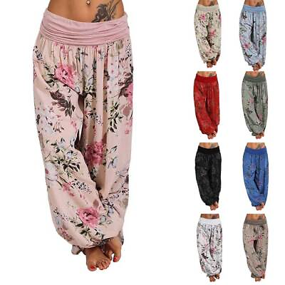 #ad Womens Ali Baba Harem Trousers Hippy Pants Ladies Yoga Baggy Loose Boho Pants US