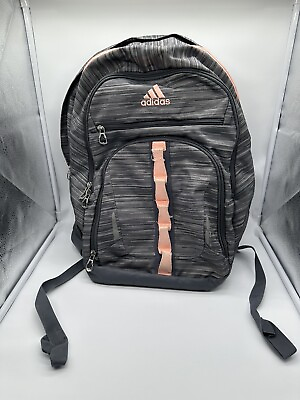 #ad Adidas The Brand With The Three Stripes Large Gray and Pink Backpack