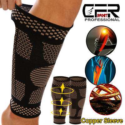 #ad Copper Calf Support Brace Shin Splint Compression Sleeve Leg Wrap Pain Relief