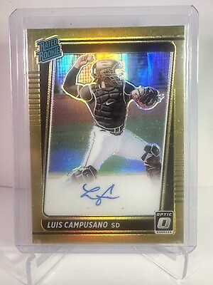 #ad 2021 Donruss Optic Luis Campusano Gold Prizm Rated Rookie Auto RC #10 10 Padres