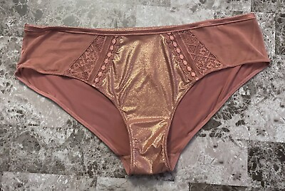 #ad BODY BY VICTORIA#x27;S SECRET XL MAUVE SMOOTH GOLD SHIMMER RARE HIPHUGGER PANTIES
