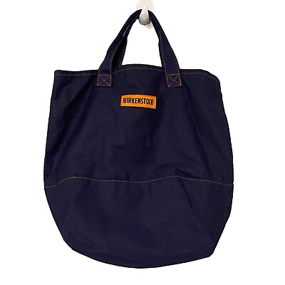 #ad Birkenstock Bag Medium Blue Orange Tote Canvas Handles Reusable 15.25x6.5x13.5