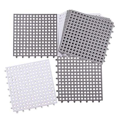 #ad 12 Pack Interlocking Floor Tiles with Drain Holes for Wet Areas Bathroom Kitchen