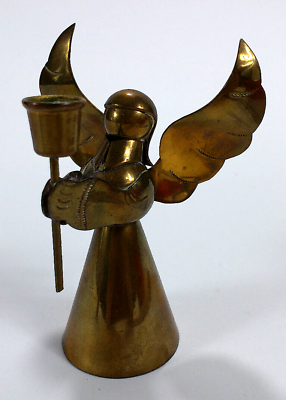 #ad Vintage Small Brass Angel Candleholder Mid Century Modern 3.75quot; x 2quot;