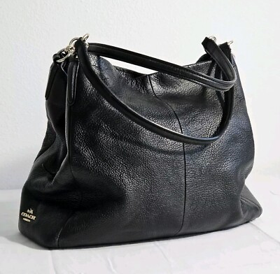 #ad Coach Black Madison Phoebe Shoulder Bag Purse Zip Soft Black Leather