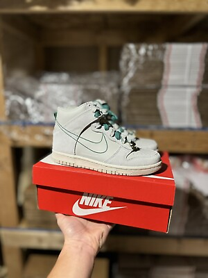 #ad BRAND NEW 5.5Y 7W Nike Dunk High First Use Sail Light Bone Green Noise
