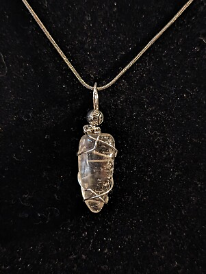 #ad Clear Quartz Pendant On A Sterling Silver Necklace