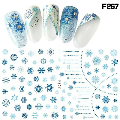 #ad Nail Art Stickers Transfer Adhesive Christmas Xmas Snowflakes Snow Ice F267 NH14