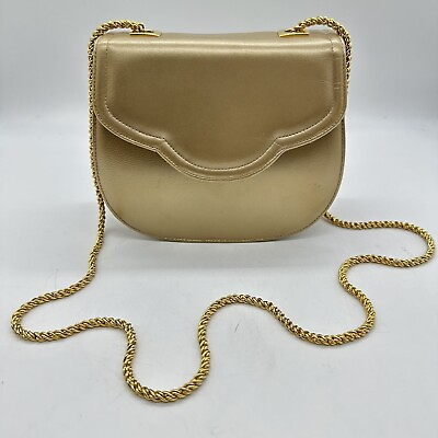 #ad Vintage Metallic Gold Neiman Marcus Clutch Evening Bag Purse Small