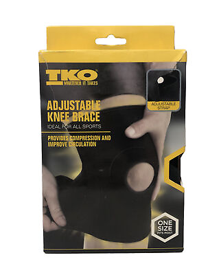 #ad TKO Adjustable Knee Compression Brace Adjustable Wrap One Size Fits Most Black